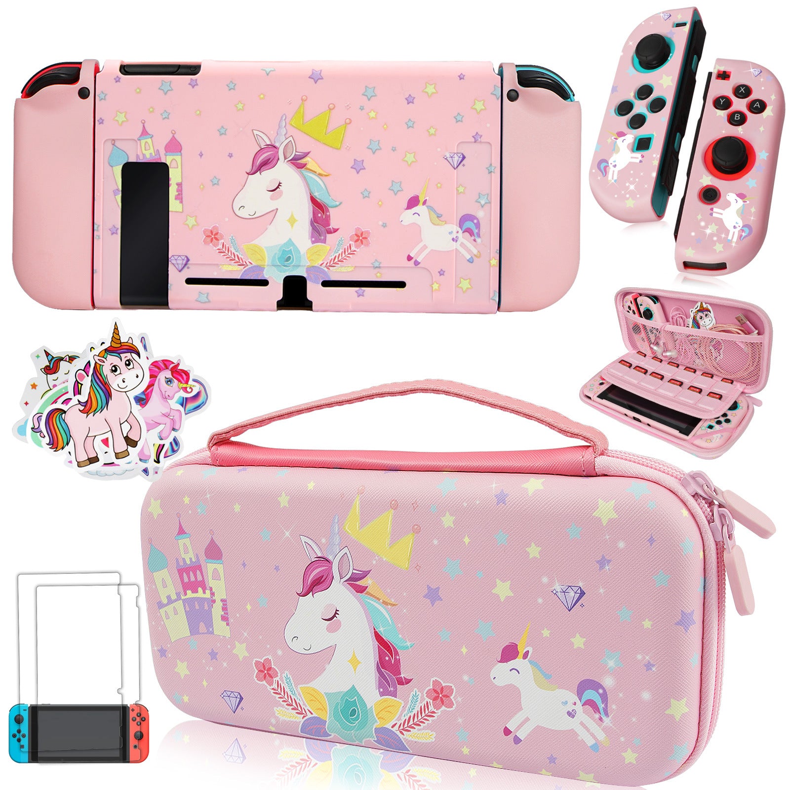 Pink Unicorn Carrying Case Compatible with Nintendo Switch