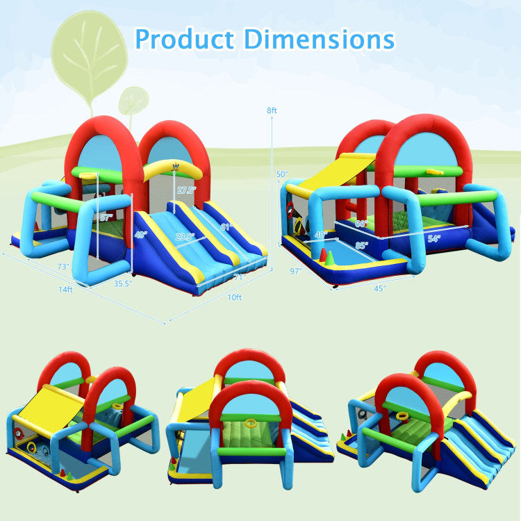 Inflatable Jumping Castle Bounce House with Dual Slides without Blower