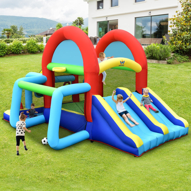 Inflatable Jumping Castle Bounce House with Dual Slides without Blower