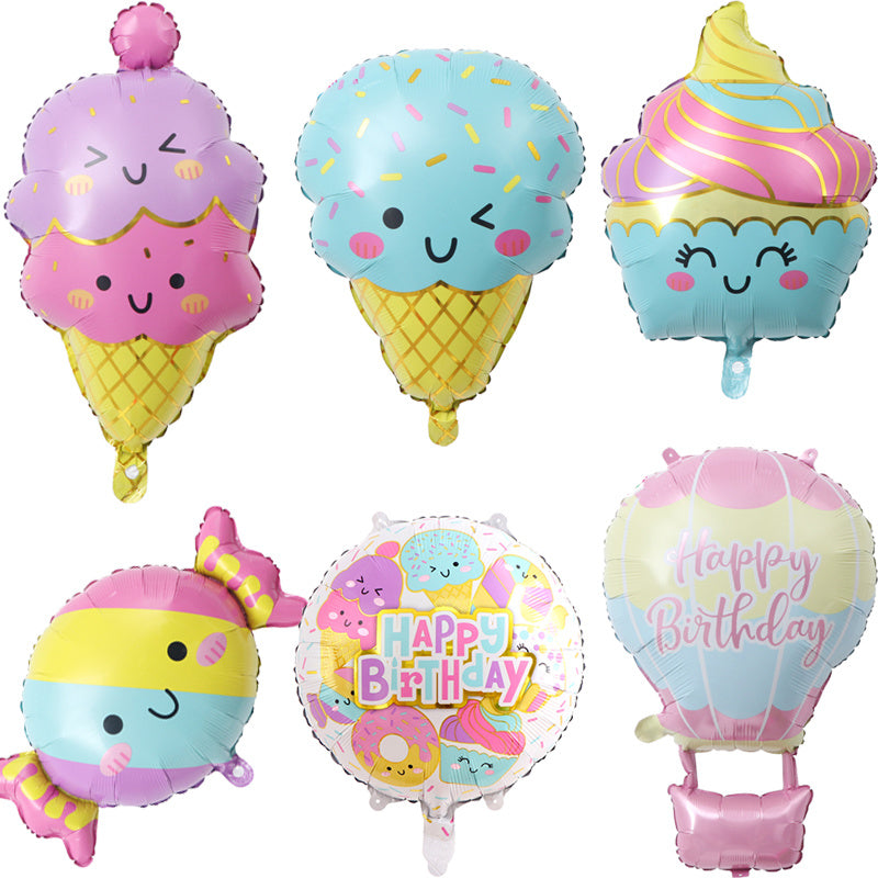 New Ice Cream Candy Dessert Series Foil Balloons