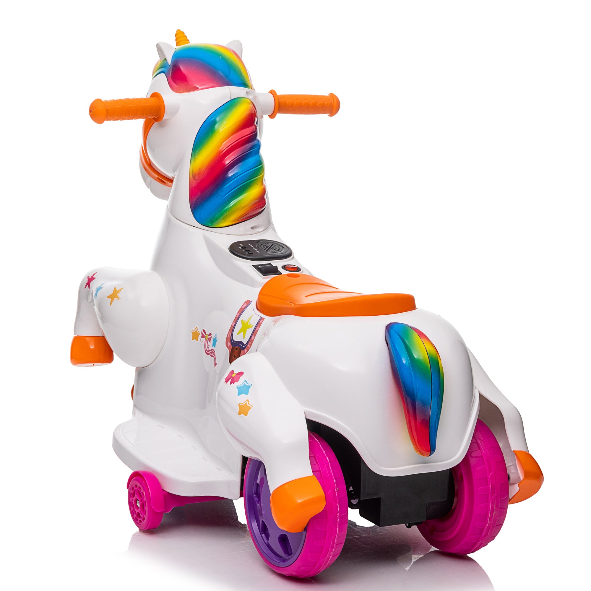 Unicorn Kids Ride On Toy Electric Rocking Horse Car w Music Acceler Yipper Toys