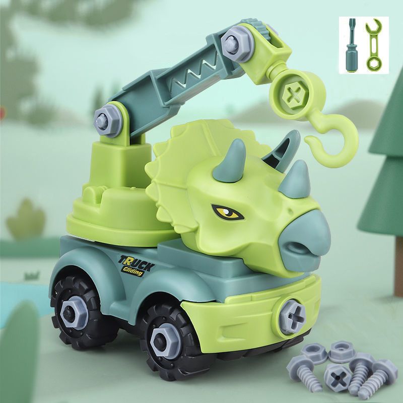 Children's construction toy dinosaur project automobile excavator dump truck, education diy car toy children's car toy