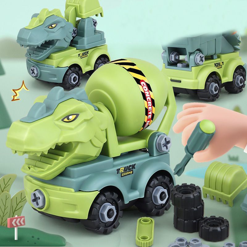 Children's construction toy dinosaur project automobile excavator dump truck, education diy car toy children's car toy