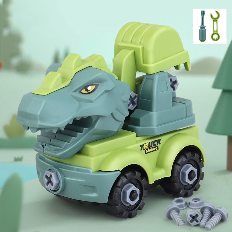 Children's construction toy dinosaur project automobile excavator dump truck, education diy car toy children's car toy