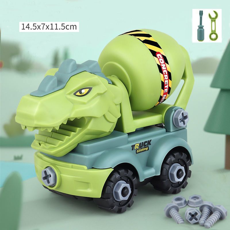 Children's construction toy dinosaur project automobile excavator dump truck, education diy car toy children's car toy