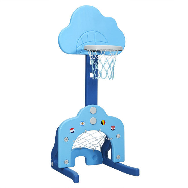 3-in-1 Kids Adjustable Basketball Hoop Set with Balls