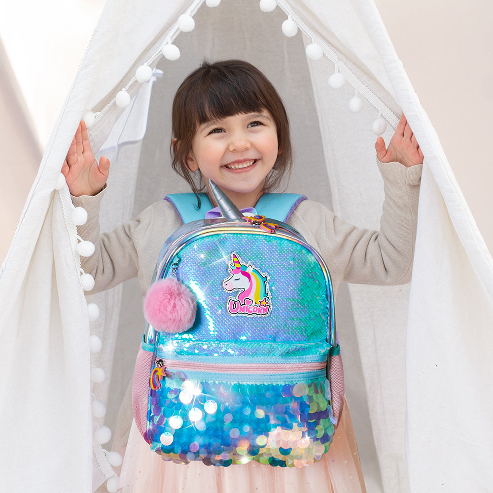 Girls Unicorn Backpacks Preschool Girls Bag Sequins School Bag