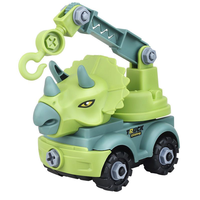 Children's construction toy dinosaur project automobile excavator dump truck, education diy car toy children's car toy