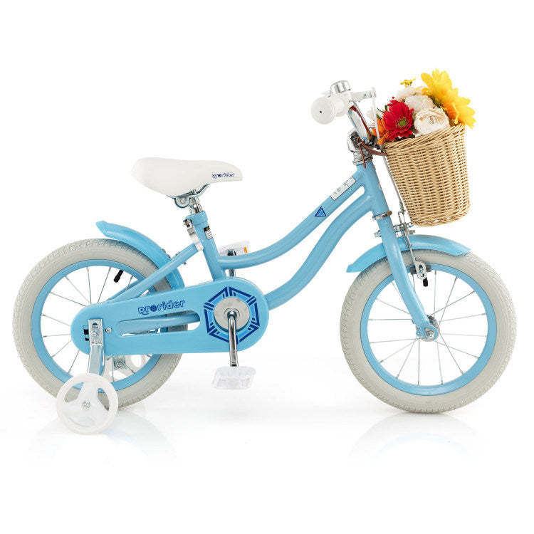 14" Kid's Bike with Training Wheels and Adjustable Handlebar Seat