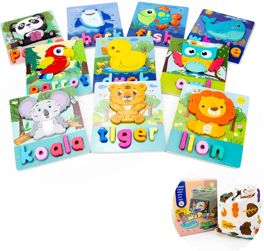 10 Pack Wooden Toddler Puzzles