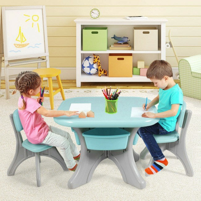 Kids Activity Table and Chair Set Play Furniture with Storage